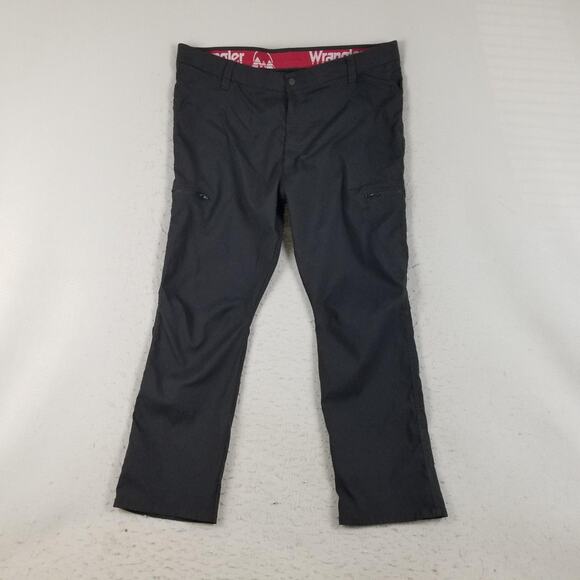 Wrangler Pants Mens 38 Black Outdoor Hiking Tech Zip Pockets Lightweight Utility - Picture 1 of 12